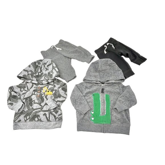 2 Baby Boys Sweatsuits - Both Sets in Shades of Greys - Size o-3 Month & 3 Month - Picture 1 of 7